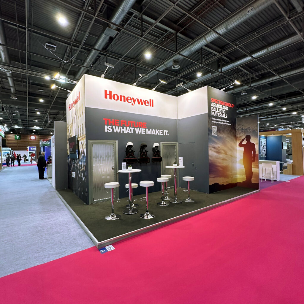 Honeywell's Booth at Eurosatory 2024 | 54 sqm, 2 private meeting rooms and storage room.